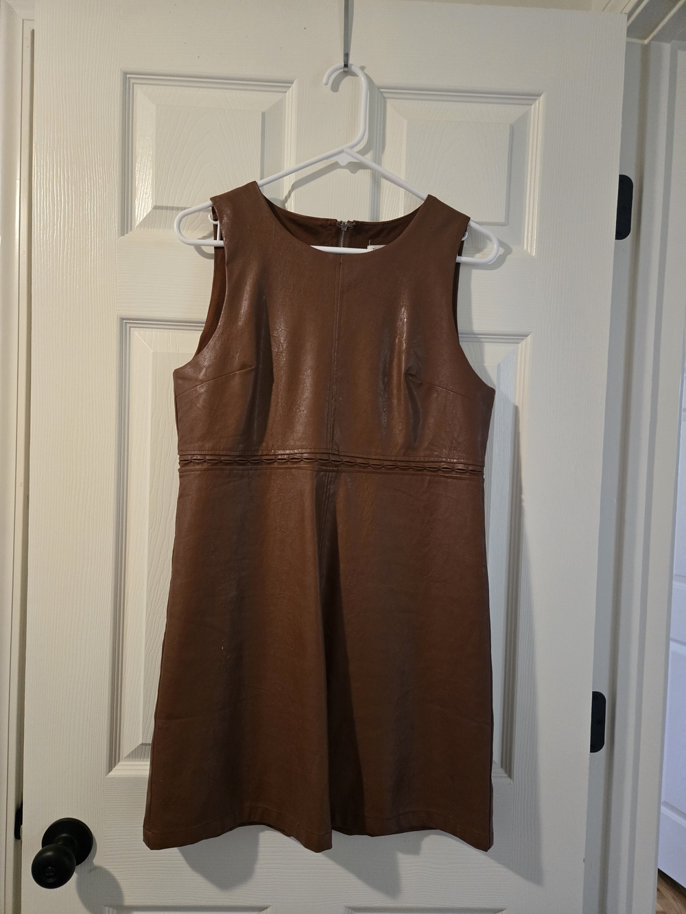Love Riche Brown Faux Leather Dress with Back Zipper